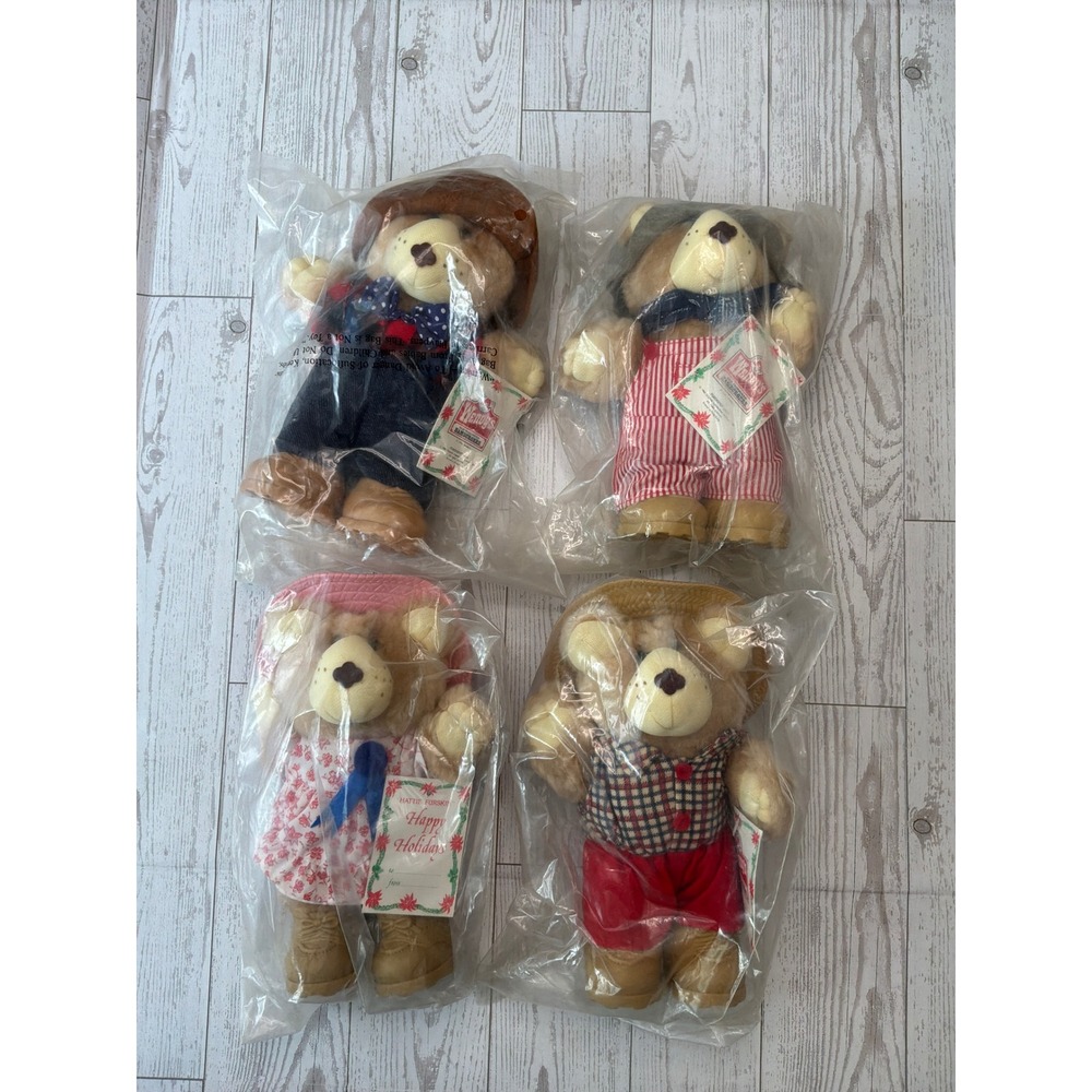 Vintage 1886 Wendy's Furskin Bears Set 4 Sealed Original Xavier Roberts Holiday